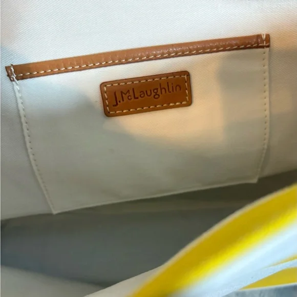 NWT J.McLaughlin Harper Clear Yellow Stripe Tote Stadium Beach Bag Rope - Picture 9 of 12